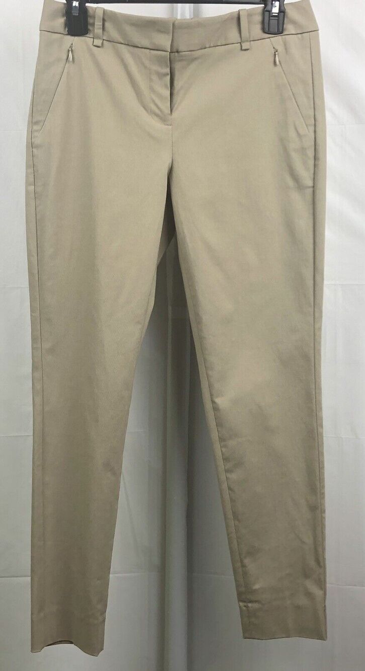 The Limited Ankle Pants Women 2 Khaki Viscose Stretch Slim Pockets Dress Pants